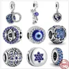 2023 New 925 Sterling Silver Blue Shiny Star Devil's Eye Zirconia حبات قلادة مناسبة لصنع المجوهرات باندورا