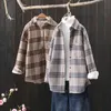 2021 Fashion Women Purple Plaid Woolen Shirts Elegant Ladies Oversize Long Shirt Vintage Female Stylish Thick Blouses Girls Chic H1230