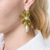 2019 Flower Crystal Weaving Braid Beaded Stud Pendientes para mujeres niñas