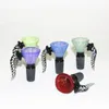 Bunte 14-mm-Glasschüsseln für Wasserpfeifen, männlicher Gelenkgriff, schöner Schiebekopf, Stück, Rauchzubehör für Bongs, Wasserpfeifen, Aschefänger