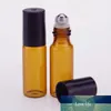Flacon à rouleau ambre pour huiles essentielles, flacon de parfum rechargeable, contenants de déodorant avec couvercle noir, 3ml, 5ml, 10ml, 100 pièces