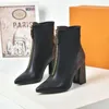 Botas de diseñador Calcetines de bota para mujer Botas Botines Botines elásticos de punto Botines de tela elástica negra Botas Martin Tacones altos gruesos