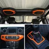 17 pezzi di accessori per rivestimento della decorazione interna del controllo centrale dell'auto per Jeep Wrangler JL JT 18+ arancione