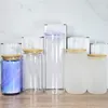 Lokalt lager 16oz sublimationsglas kan fördubbla väggens glasglasglasglas för rensade dricksglas med bambu lock och sugrör USA -lager