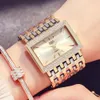 GD Marka Kadınlar Saatler Moda Dikdörtgen Durumda Kuvars Saat Lüks Kristal Altın Bilezik Saatler Bayanlar İzle 201118