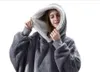 Flanel Hoodie Deken Warm Soft Robe Sweatshirt Pullover Fluwelen Dikke Deken One Size Fits All Men Dames Hoodies Jassen