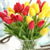 Tige unique Tulipe Artificielle PU Mini Tulipes Saint Valentin Fleurs Romantiques Cadeau Fête D'anniversaire De Mariage Décoration Fournitures 12 Couleurs BH5879 TYJ