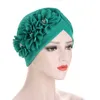 Moda fiore turbante musulmano piega cappelli hijab interni cappello indiano cotone solido involucro islamico berretto sottoscocca hijab cofano per le donne