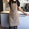 1 pcs Waterproof apron woman's solid color cooking men chef waiter cafe shop barbecue barber bib kitchen accessories1