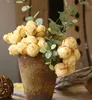 Yapay Çiçekler Vintage Scorched Gül Düğün Masa Dekor Yanlış Blossom Ipek Çiçek