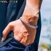 Lien chaîne 1 rangée Bling glacé hommes Zircon Tennis Bracelet femmes hommes CZ Hip Hop bijoux or noir Color1Link