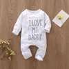 Född Baby Boy Girl Romper Långärmad Bomull Brev Jag älskar Daddy Mummy Animal Print Jumpsuit Spädbarn Pajama Outfits 220106