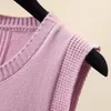 Frauenwesten 2022 Frühling und Herbst Lose Pullover Weste Rosa Büro Dame Gestrickte Weste Kurzmantel Pull Sans Manches Femme T Luci22