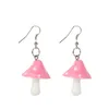 Mode femmes doux frais à la main en plastique Simulation champignon Long pendentif boucle d'oreille bijoux accessoires cadeau