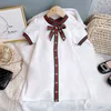 Baby Girls Clothes 2021 Summer New Style Female Baby Korean Bowknot Dress Foreign Trade Children Bee Ribbon Dress 3 Colors 2-7Y G1218