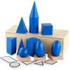 Grote 3D-vormen Geometrische Solids Houten Montessori Geometry Set Speelgoed Math Games Speelgoed Blokken Kinderen Preschool Leren Speelgoed Geschenken C0119