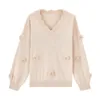 INMAN Autunno Arrivo Romantico pizzo con scollo a V Floret Loose Knit Pullover Maglione 201203