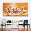 JQHYART Seven Running White Horse Dieren Home Decor Schilderijen op Canvas Posters en Prints Moderne Wall Foto voor Woonkamer Y200102