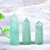 rokerige kwarts geode Natural Crystal Green Fluoriet Point Healing Stone Hexagonal Prisms 50-80mm Obelisk Wand Tandbehandelingssteen Diy Qylbaf