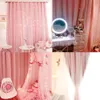 Double-Layer Window Curtain Solid Yarn Star Luxury Drape Overlay Eyelet Cut Out Window Tulle Drapes Home Decor Draperies LJ201224
