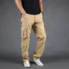 Nowy Mężczyźni Cargo Spodnie Męskie Luźne Spodnie Taktyczne Multi-Pocket Spodnie Pantalon Homme Duży rozmiar 42 Mężczyzna Wojskowe Kombinezony 201110