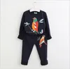 2021 nuova primavera autunno ragazze set di abbigliamento casual cartone animato uccello felpa + pantaloni 2 pezzi set vestito per bambini abiti per bambini