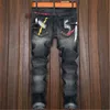 Men's Jeans Knight Hiphop Denim Slim Ripped Printed Personality Men Design Fashionable Old Street Clothing Pants