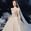 로브 드 Mariage 공주 웨딩 드레스 스팽글 vestido de novia 짧은 소매 럭셔리 큰 활 스타 원사 공 가운 웨딩 드레스