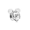 925 Silver Fixed Buckle Full Drill Cartoon Mouse Minn Pärled Diy Beads Clear CZ Fit Original Pandora Armband Halsbandsmycken