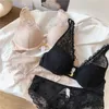 Sexy Backless Bra and Panty Set Lace Front Closure Seamless Push Up Underwear Deep-v Neck Brassiere Briefs Women Lingerie Sets Y200708