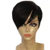 Short Straight Bob Pixie Cut Human Hair brazilian lace front Wig With Bangs For Black Women Remy Preplucked