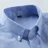 6XL Nieuwe katoen Oxford Heren Shirts voor Man Lange Mouw Casual Dress Shirt Mannen Geborduurd zonder Pocket Button Sociale Kleding G0105