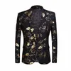 Men Shawl Lapeel Blazer Designs Plus Size Black Velvet Gold Flowers LEXINS JAPETA DJ DJ CLUB SCROUR ROPOS 201106