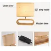 Nordic cloth lampshade wood base table lamp for living room bedroom bedside desk light E27 reading lighting fixture