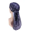 Silky Durag voor Mannen Dames Print Bandana Cap Hip Hop Hoofddeksels Ademend Doo Rod Pruiken Piraat Hoed Haaraccessoires