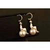 Mimiyagu trendy golden lady pearl stud earring for women