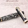 Jinhao Dragon Fontaine Stylo Temple Relief noir Pistolet de bureau d'étudiant gris Scolaire