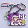 NWT colorful card holder with landyard small wallet coin purse cotton flower pattern