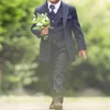 Dark Navy Blue Ring Bearer Suits Boys Wedding Suits Prom Suits Kids Formal Wear Tuxedos 3 Pieces Set (Jacket+Vest+Pants)