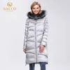 SALCO livraison gratuite le dernier manteau chaud d'hiver en coton perlé à grande fermeture éclair haut de gamme manteau de fourrure véritable 201019