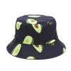 Chapeau de pêcheur imprimé Double face pour hommes et femmes, bassin en toile de voyage unisexe, casquettes à motifs de fruits