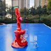 8 pouces 20 cm 3D monstre rouge verre Bong conduites d'eau narguilé recycleur Joint fumer barboteur 14mm bol