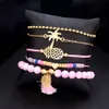 5 Pçs / conjunto Boho Mulheres Abacaxi Borlas Dreamcatcher Coração Coco Corrente de Corrente de Couro Pulseira De Couro Conjunto Charme Moda Acessórios