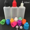 Bottiglie contagocce di plastica Ecig liquide per succo di bottiglia di olio vuoto PE da 100 ml 120 ml LDPE con tappo a prova di bambino