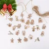 Décorations de Noël 24pcs ornements de copeaux de bois naturels sculpter décor pendentif avec trou scrapbooking embellissements multi-styles bricolage artisanat1