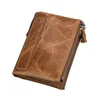 Card Holders PU Leather Men Wallets Double Zipper Short Purses Holder Coin Pocket Vintage High Quality Brand Male