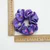 Serie di stampe a colori viola Corda per capelli Stampa margherita Scrunchies da donna Fasce elastiche per capelli Legami per capelli Porta coda di cavallo blu pervinca