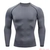 Casual Fitness T-shirt Wit Heren Top Lange Mouw Compressie Tight Rash Guard Mannelijke MMA Winter Training Warm Base Layer Jogging 1118