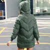 InstaHot Yastıklı Temel Ceket Kaban Kadın Sıcak Kış Yeşil Siyah Parkas Ceketler Kadın Hoodies Rahat Giyim Kalın Ceket T200810