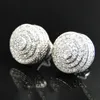 Hip Hop Earrings for Men White Gold Plated Bling Iced Out CZ Round Stud Earrings With Screw Back Jewelry8653185